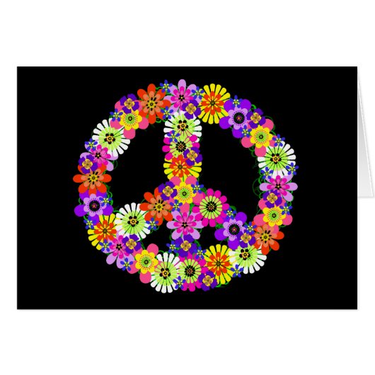 Peace Sign Floral on Black Cards (Front Horizontal)
