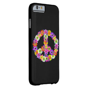 Peace Sign Floral on Black Barely There iPhone 6 Case