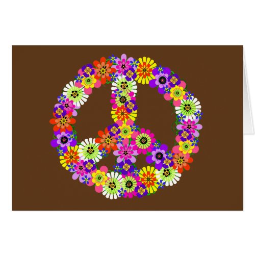 Peace Sign Floral on Brown