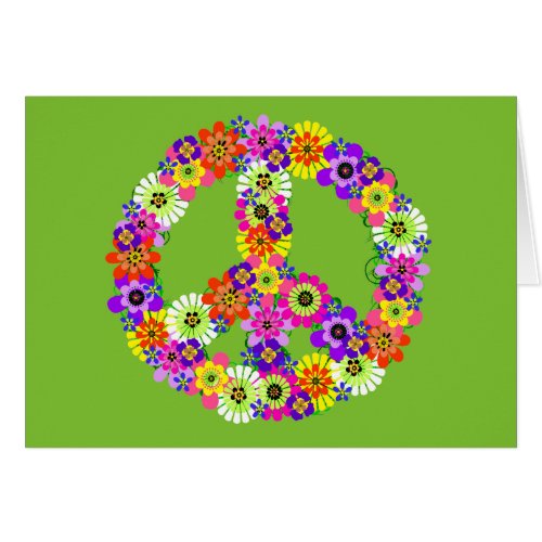 Peace Sign Floral on Lime Green