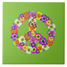 3dRose ct_6310_4 Peace Sign Flower Power Design Ceramic Tile 12 3dRose ct_6310_4 Peace Sign Flower Power Design Ceramic Tile 12