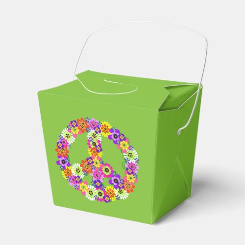 Peace Sign Floral on Lime Green Favor Boxes