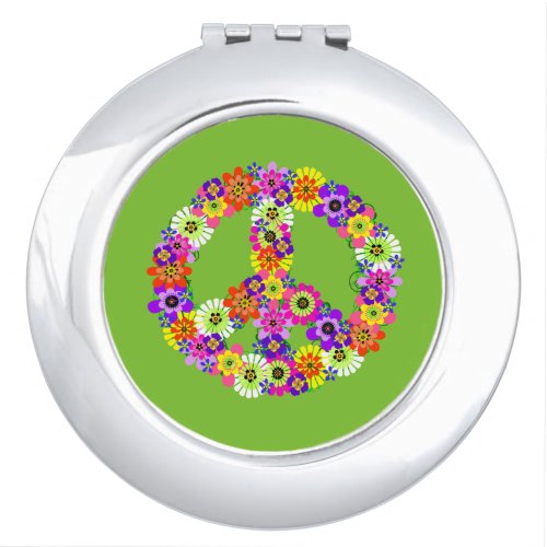 Peace Sign Floral on Lime Green Vanity Mirror