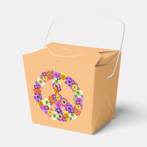 Peace Sign Floral on Peach Favor Boxes