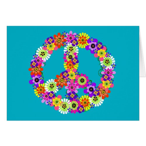 Peace Sign Floral on Turquoise