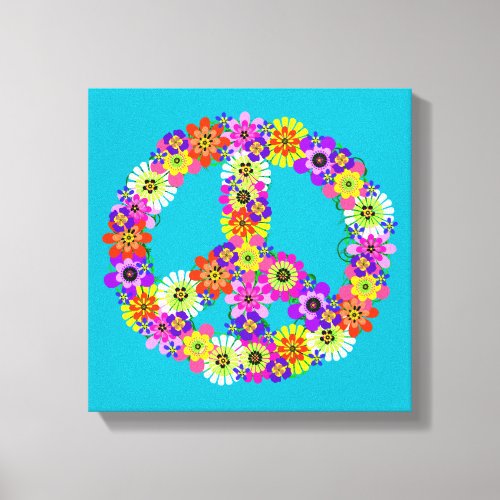 Peace Sign Floral on Turquoise