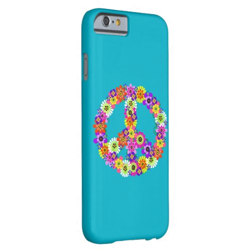 Peace Sign Floral on Turquoise Barely There iPhone 6 Case