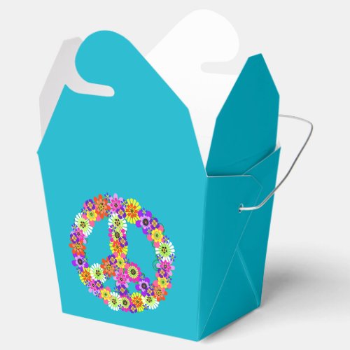 Peace Sign Floral on Turquoise Favor Boxes