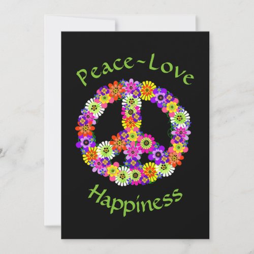 Peace Sign Floral Peace Love Happiness Card