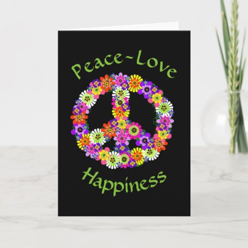 Peace Sign Floral Peace Love Happiness Card