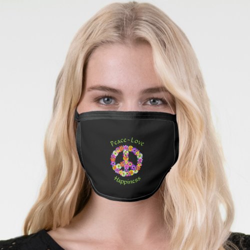 Peace Sign Floral Peace Love Happiness Face Mask