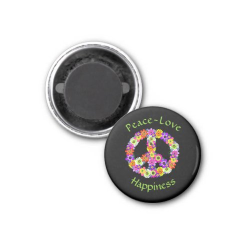 Peace Sign Floral Peace Love Happiness Magnet