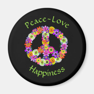 Peace Sign Floral Peace Love Happiness Magnet