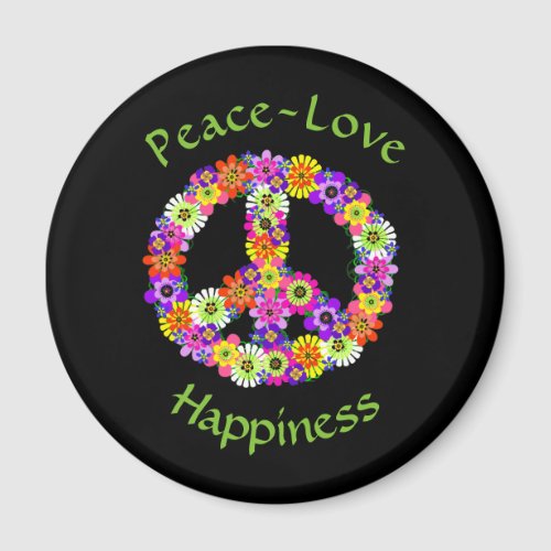 Peace Sign Floral Peace Love Happiness Magnet