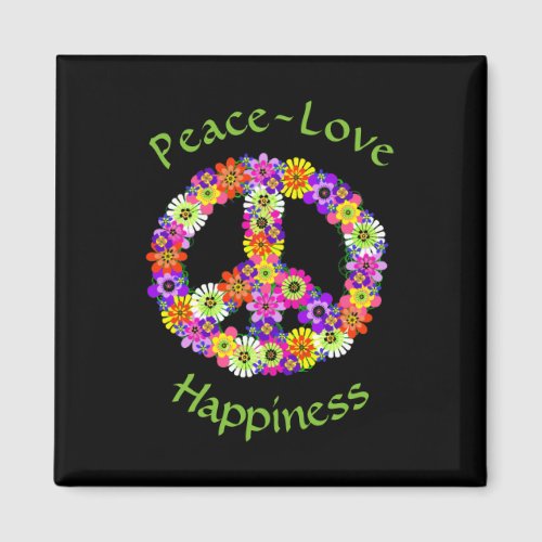 Peace Sign Floral Peace Love Happiness Magnet