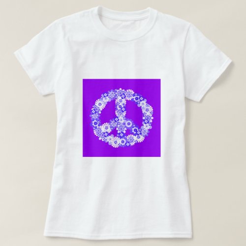 Peace Sign Floral Purple T_Shirt