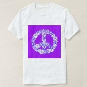 Peace Sign Floral Purple T-Shirt