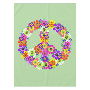 Peace Sign Floral Tablecloth