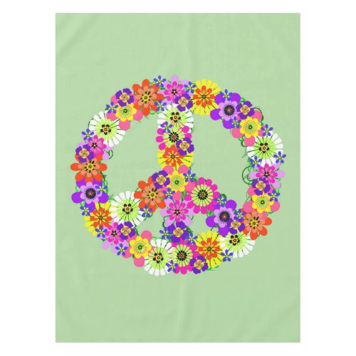 Peace Sign Floral Tablecloth