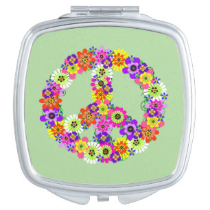 Peace Sign Floral Vanity Mirror