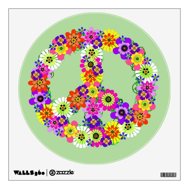 Peace Sign Floral Wall Sticker (Front)