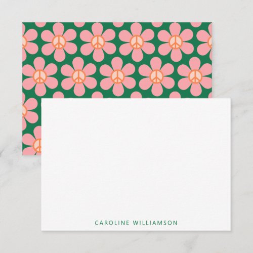 Peace Sign Flower Green Pink Baby Shower Name