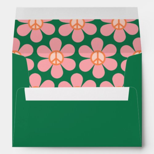 Peace Sign Flower Green Shower Return Address Envelope