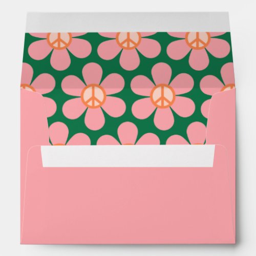 Peace Sign Flower Pink Baby Shower Return Address