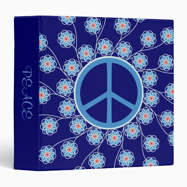 Peace Sign Flowers 3 Ring Binder (Front/Spine)