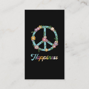 Peace Sign Flowers Colorful Happiness Hippie Business Card