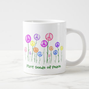 Peace Sign Flowers Giant Coffee Mug
