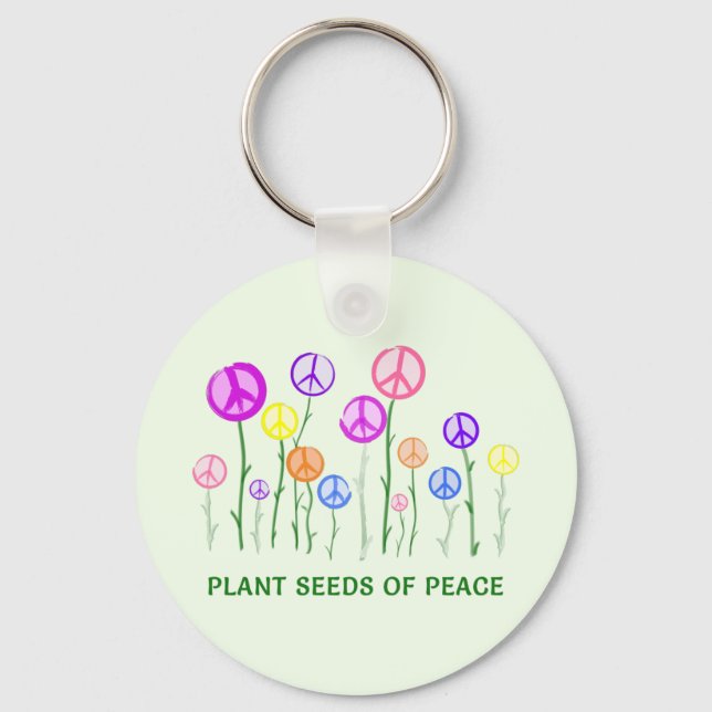 Peace Sign Flowers Keychain (Front)