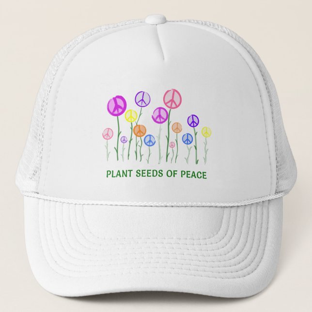 Peace Sign Flowers Trucker Hat (Front)