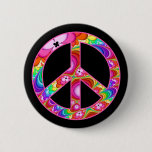 Peace Sign Fractal Groovy Trip Pinback Button