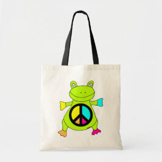 Peace Sign Frog Tote Bag
