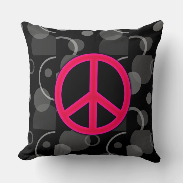 Peace Sign Geometric Circles Throw Pillow (Front)