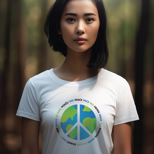 Peace Sign Globe Typography T_Shirt