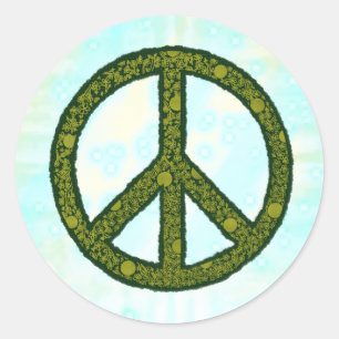 peace sign green classic round sticker