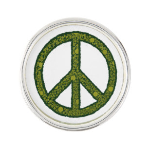 peace sign green lapel pin