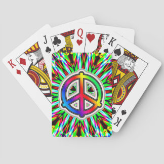 Peace Sign Green Mandala Poker Cards