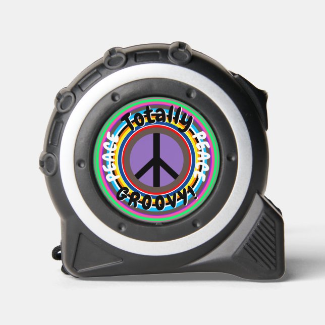 Peace Sign Groovy  Green Red Purple Tape Measure (Front)