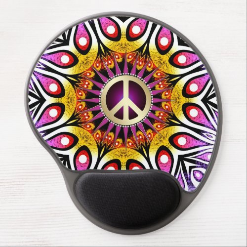 Peace Sign Groovy Purple Pink Gel Mousepad