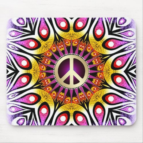 Peace Sign Groovy Purple Pink Mousepad