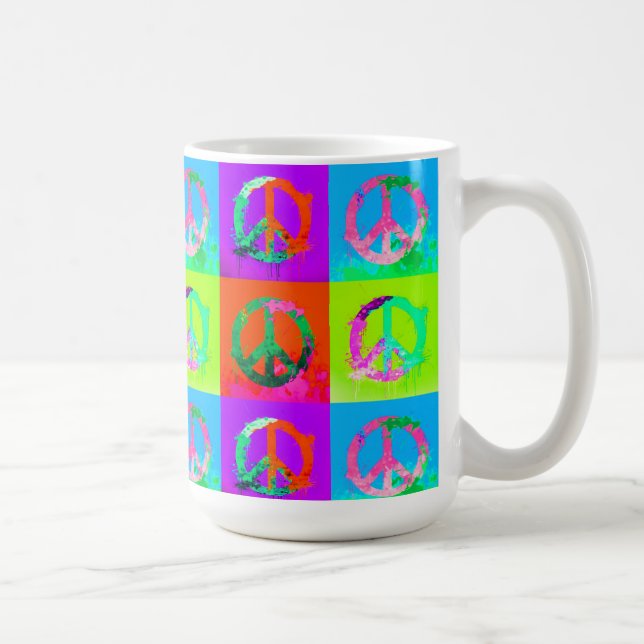 Peace sign groovy tie dye graffiti spray paint art coffee mug (Right)