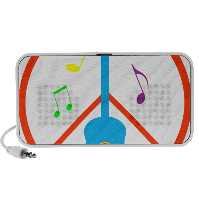 Peace Sign Guitar and Music Notes Mini Speaker