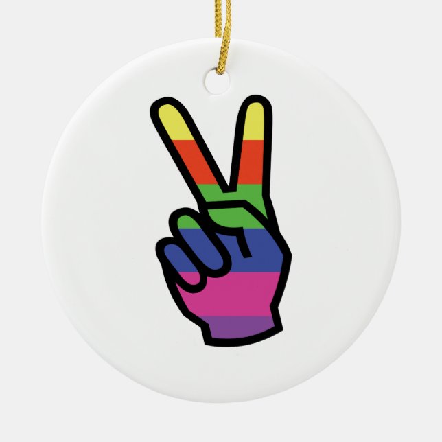 PEACE SIGN HAND CERAMIC ORNAMENT (Front)
