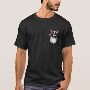Peace Sign Hand Dog in Pocket Mens Womens French B T-Shirt