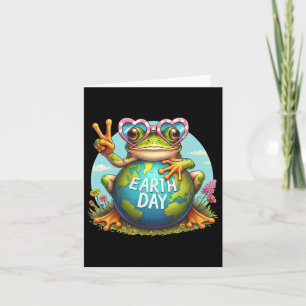 Peace Sign Hand Frog Kids Mens Womens Earth Day Fr Card