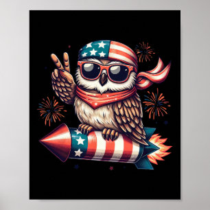 Peace Sign Hand Owl Firework American Usa Flag 4th