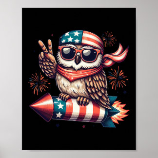 Peace Sign Hand Owl Firework American Usa Flag 4th